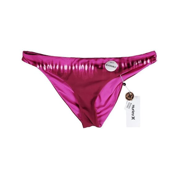 New Hurley Bikini Swim Bottom Size XL Moderate Coverage Pink Reversible Beach - Picture 1 of 10